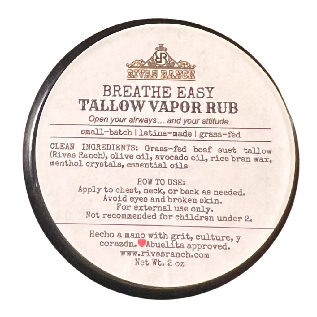 Round container of Riva Ranch Tallow Vapor Rub on a white background